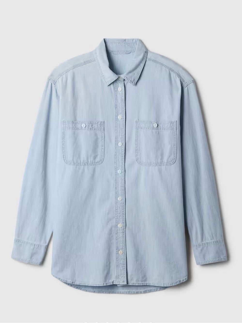 GAP Light Blue Chambray Button-Down Shirt - Picture 5 of 14